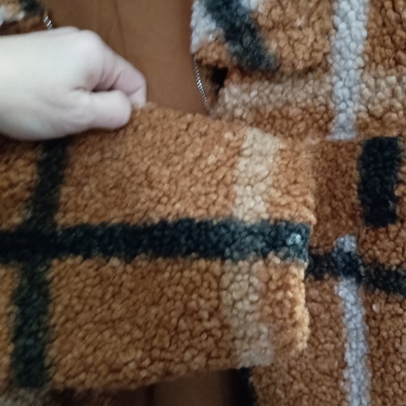 Stoosh Womens Teddy Plush Plaid Coat Jacket Size_Large - Picture 5 of 6